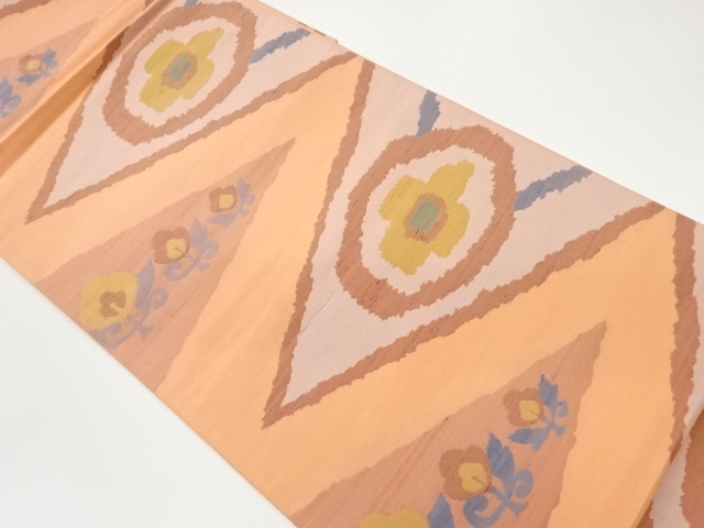 JAPANESE KIMONO / VINTAGE FUKURO OBI / WOVEN FLOWERS & ROUNDEL